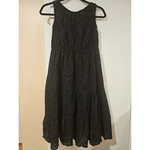 Lungo L'Arno Italy Med High Low Dress Black Lagenlook Eyelet Hem Boho Hippie - Picture 3 of 9